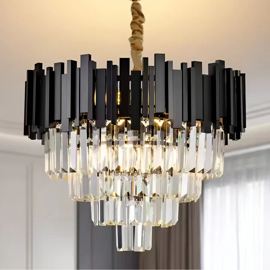 Candelabru Cristal BLOIS Nobile 5xE14, Diametru 40cm, Negru, Inaltime Reglabila