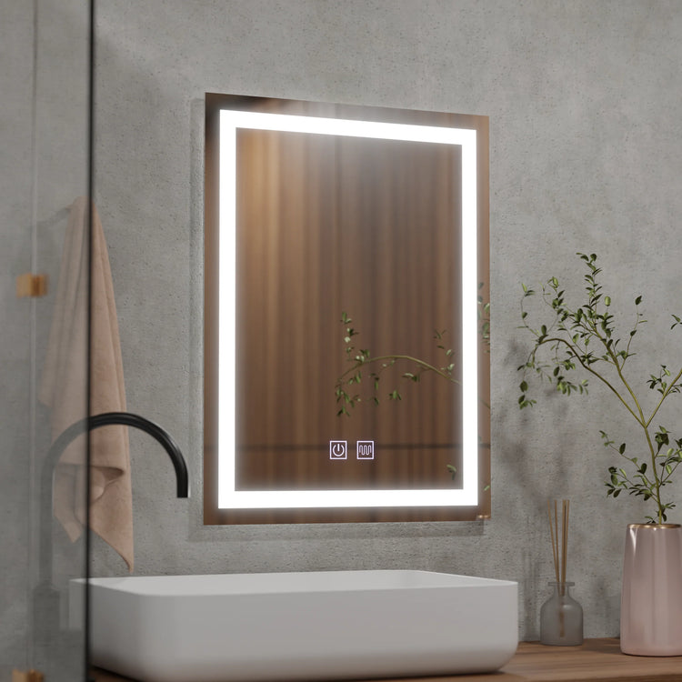 Oglinda LED Rectangulara, 50x70cm, Insideus Touch, Sistem Dezaburire, Dimabila