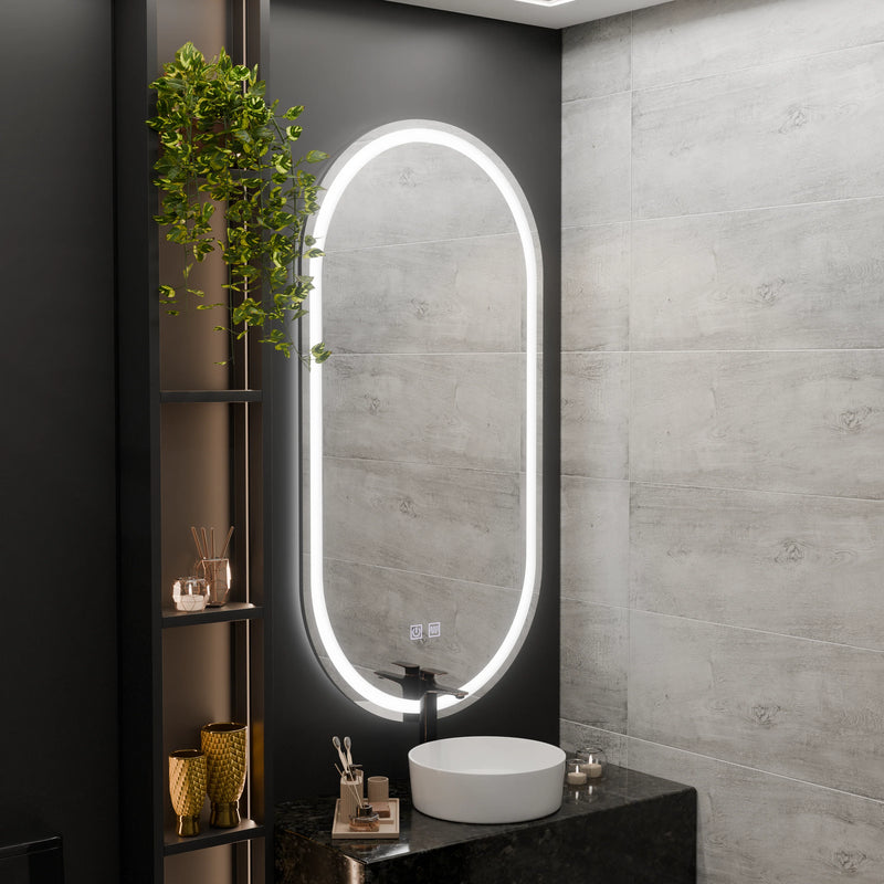 Oglinda LED Ovala, 50x100cm, Velara Touch, Sistem Dezaburire, Dimabila-2