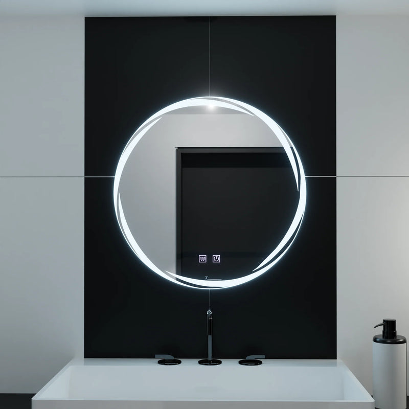 Oglinda LED Rotunda 60cm, Spirallus Touch, Sistem Dezaburire, Dimabila-1