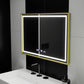 Oglinda LED Rectangulara, 100x65cm, Verite Royale Gold Motion Glow Marcello, Sistem Dezaburire, Ceas & Termometru, Dimabila