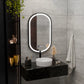 Oglinda LED Touch Helmut Sistem Dezaburire, Ceas si Temperatura 50x90 cm Rama Negru Brushed Marcello Funghi