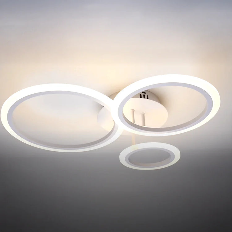 Lustra LED cu telecomanda BETTY 40W, 3 Cercuri, lumina Rece/Calda/Neutra, Dimabila, Alb, Metal si Acril