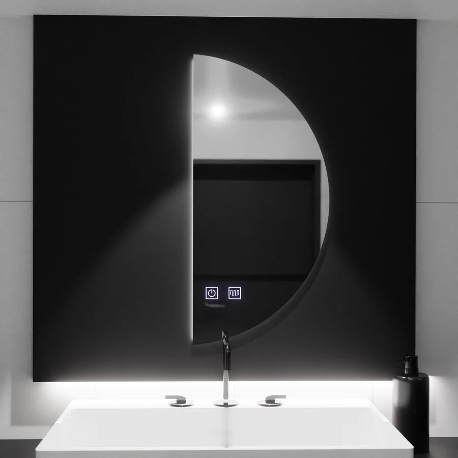Oglinda LED Semiluna 50x100cm, Arcuat Touch, Sistem Dezaburire, Dimabila