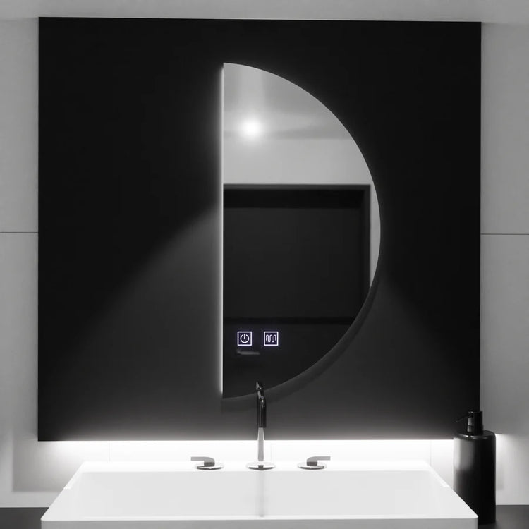 Oglinda LED Semiluna 50x100cm, Arcuat Touch, Sistem Dezaburire, Dimabila