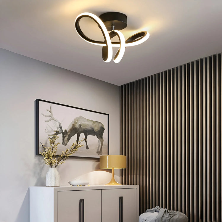 Lustra LED VERTEX Pulse, 24W, Ondulata, Lumina Rece/Calda/Neutra, Negru