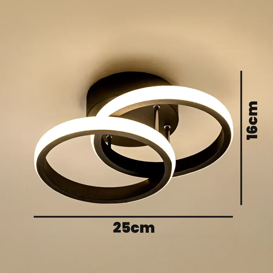 Lustra LED VERTEX CIRCULA 21W, 2 Cercuri, Rame Metalice, lumina Rece/Calda/Neutra, Negru