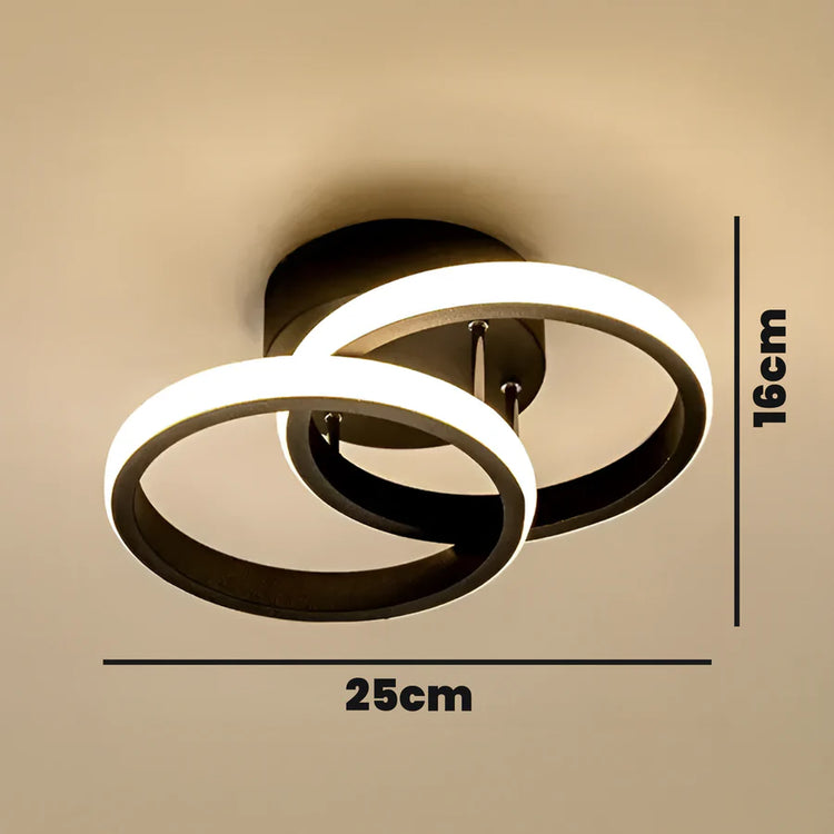 Lustra LED VERTEX CIRCULA 21W, 2 Cercuri, Rame Metalice, lumina Rece/Calda/Neutra, Negru