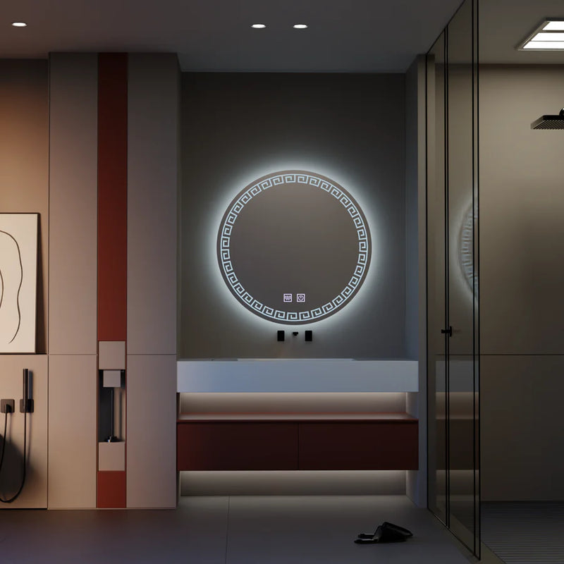 Oglinda LED Rotunda, 60cm, Orhina Touch, Sistem Dezaburire, Dimabila-2