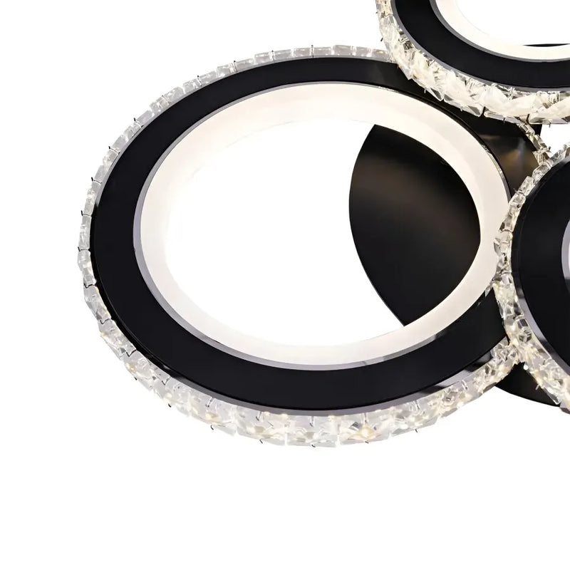 Lustra LED cu telecomanda si cristal NOVA ROTONDA RGB 68W, 4 Cercuri, lumina Rece/Calda/Neutra, Dimabila, Negru-2