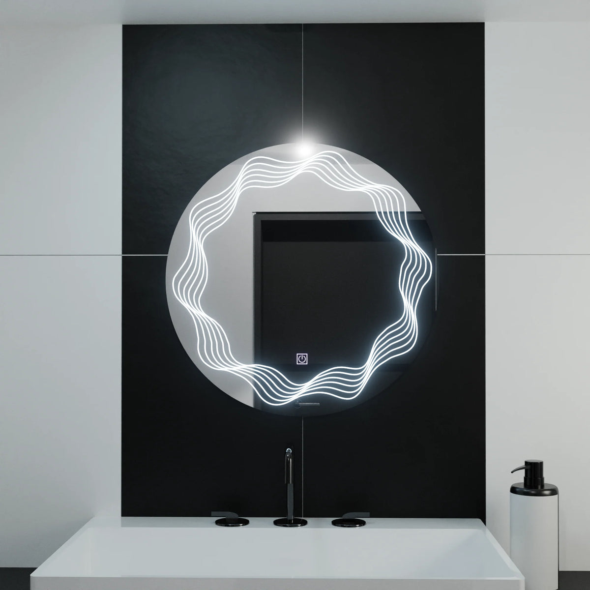 Oglinda LED Rotunda 60cm, Flusso Touch, Sistem Dezaburire, Dimabila