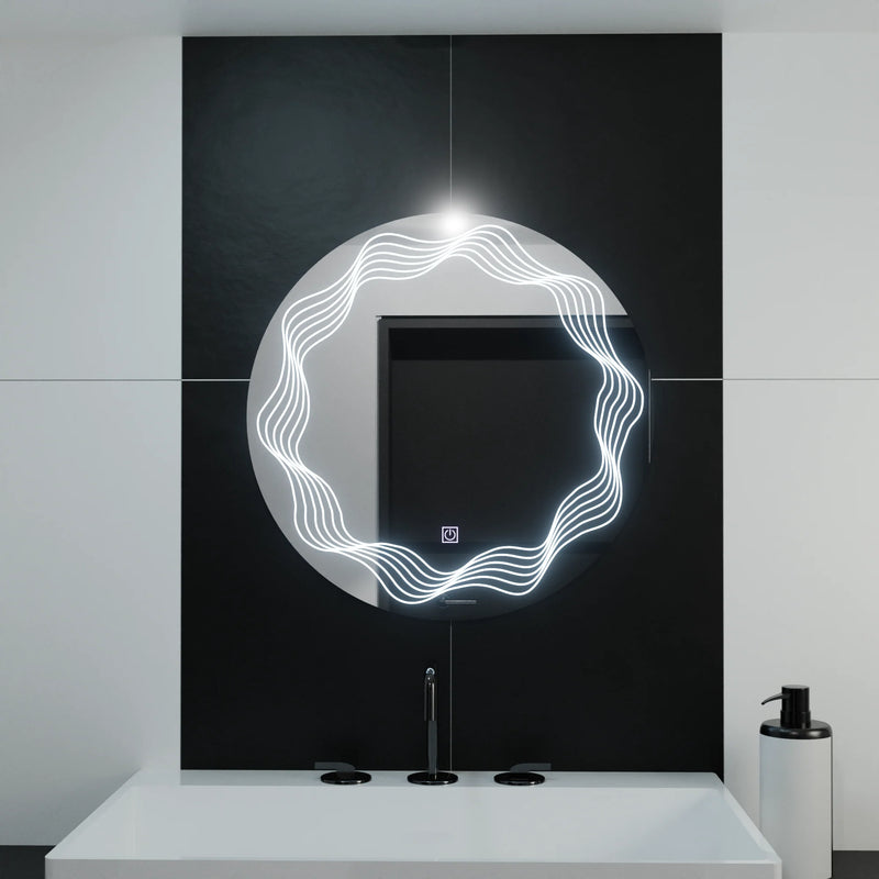 Oglinda LED Rotunda 60cm, Flusso Touch, Sistem Dezaburire, Dimabila-1