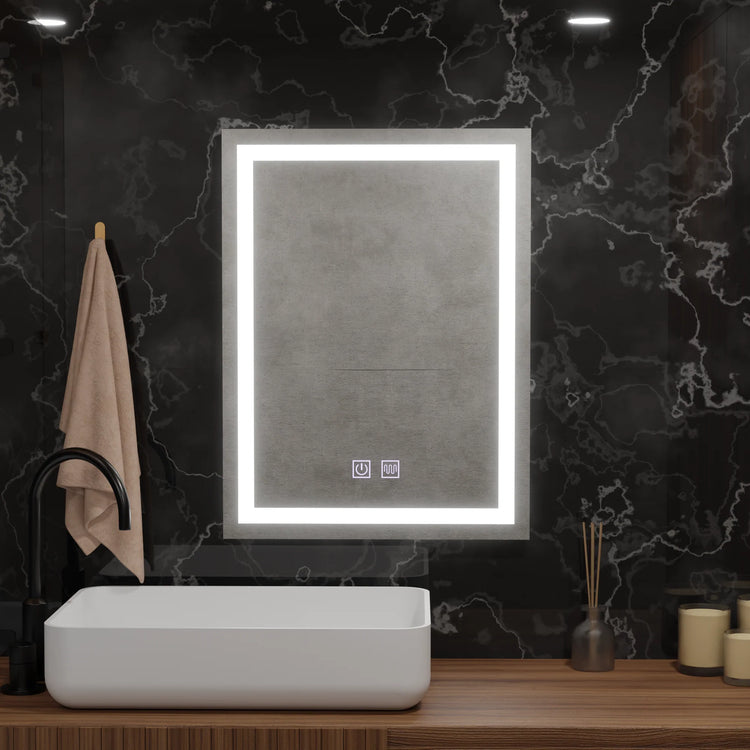 Oglinda LED Rectangulara, 50x70cm, Insideus Touch, Sistem Dezaburire, Dimabila