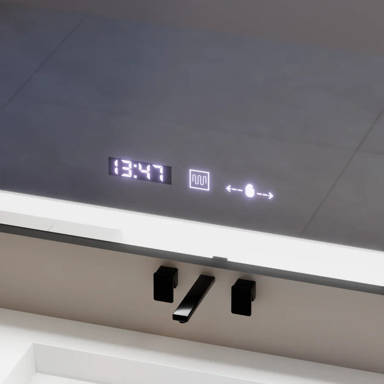 Oglinda LED Rectangulara, 80x60cm, Verite Majeste Noir Motion Glow Marcello, Sistem Dezaburire, Ceas & Termometru, Dimabila