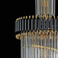 Candelabru Cristal CC900/700X2200, 34xE14, Diametru 70cm, Inaltime 220cm, Auriu Lucios si Negru, Inaltime Reglabila, Design Elegant