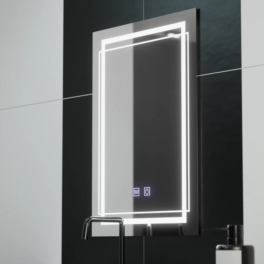 Oglinda LED Rectangulara, 60x80cm, KOVEN Touch, Lumina Rece, Sistem Dezaburire,Dimabila