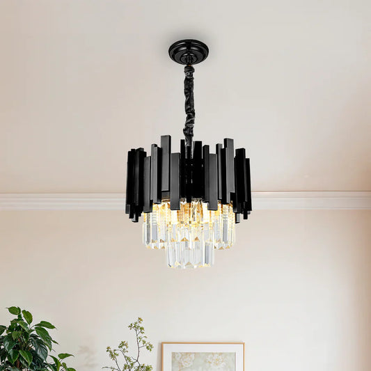 Candelabru Cristal BLOIS Petito 3xE14, Diametru 30cm, Negru, Inaltime Reglabila