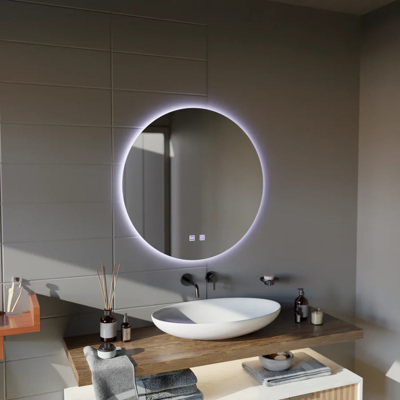 Oglinda LED Rotunda, 50cm, Isolda,Touch, Sistem Dezaburire, Lumina Rece 6000k-4