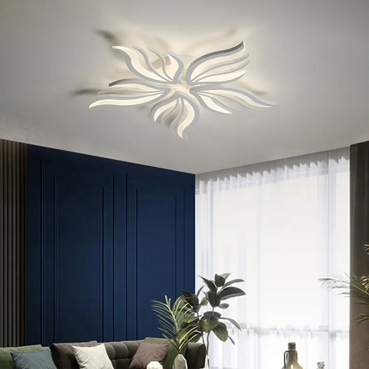 Lustra LED cu telecomanda SAKURA 62W, 5 Petale, lumina Rece/Calda/Neutra, Dimabila, Alb