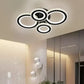 Lustra LED cu telecomanda si cristal NOVA ROTONDA RGB 68W, 4 Cercuri, lumina Rece/Calda/Neutra, Dimabila, Negru