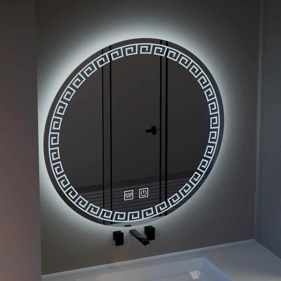 Oglinda LED Rotunda, 60cm, Orhina Touch, Sistem Dezaburire, Dimabila