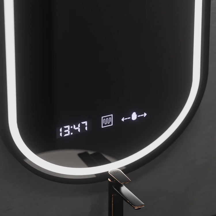 Oglinda LED Ovala, 50x80cm, Alessia MotionGlow Marcello, Sistem Dezaburire, Ceas & Termometru, Dimabila