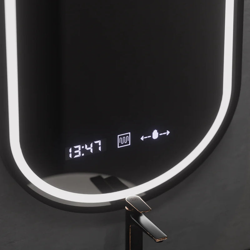 Oglinda LED Ovala, 50x80cm, Alessia MotionGlow Marcello, Sistem Dezaburire, Ceas & Termometru, Dimabila-2