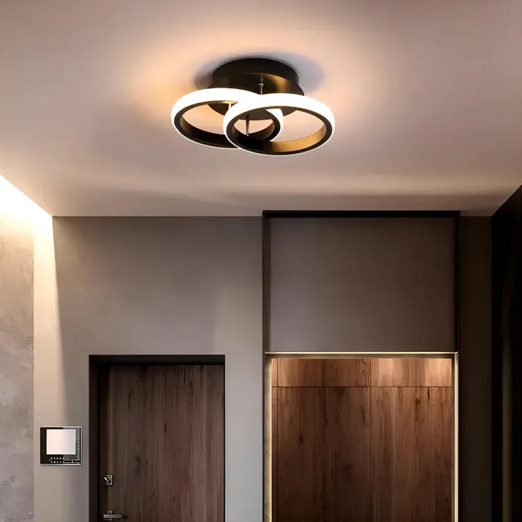 Lustra LED VERTEX CIRCULA 21W, 2 Cercuri, Rame Metalice, lumina Rece/Calda/Neutra, Negru