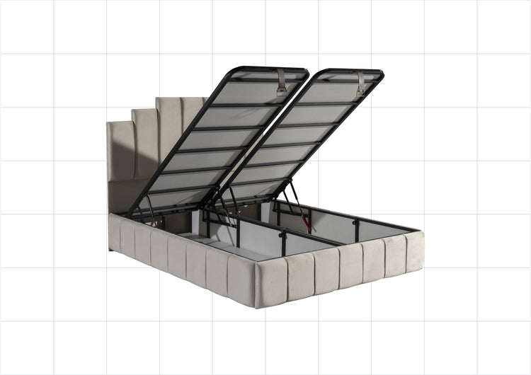 Pat Hango, 160x200 cm, cappuccino, cu saltea si somiera metalica rabatabila