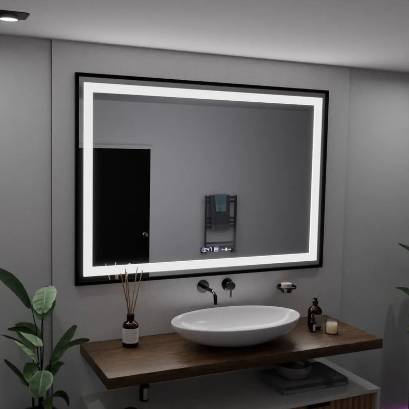 Oglinda LED Rectangulara, 100x65cm, Verite Majeste Noir Motion Glow Marcello, Sistem Dezaburire, Ceas & Termometru, Dimabila-4
