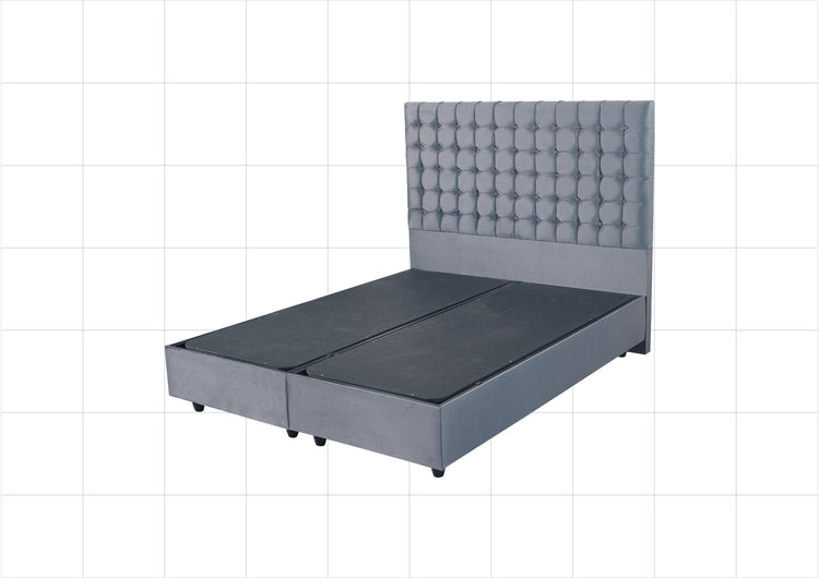 Pat Boom, 160x200 cm, gri, cu saltea si somiera metalica rabatabila