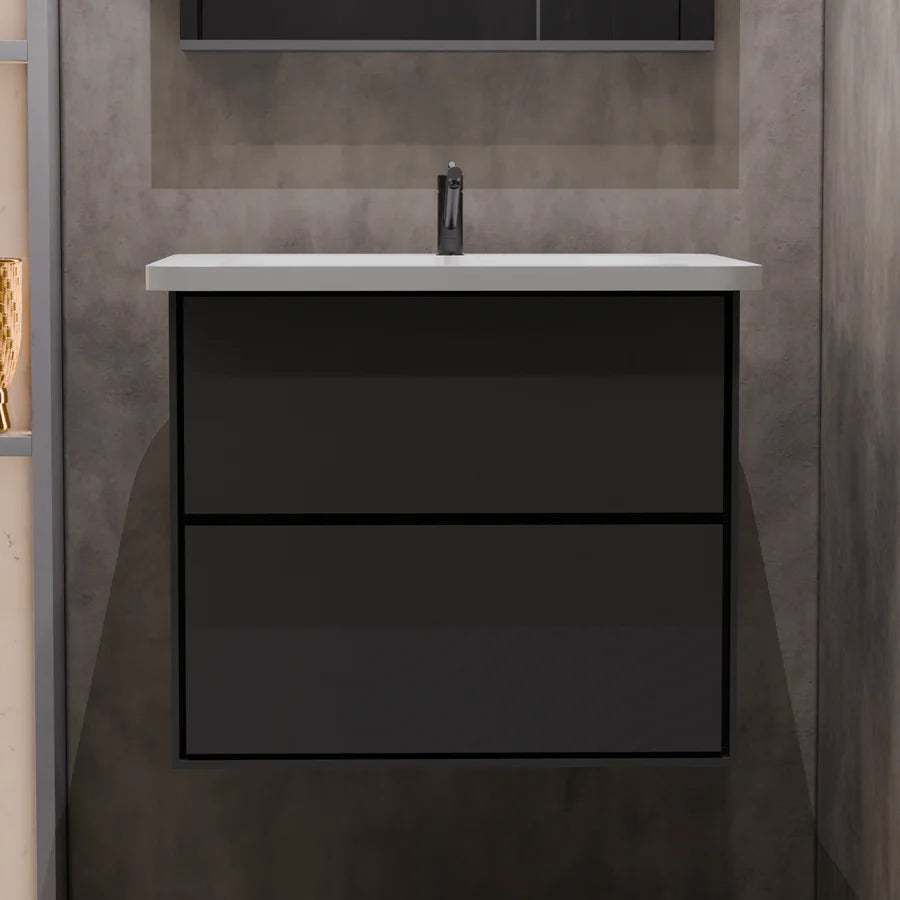 Set Mobilier pentru Baie SANTORINI, 60x50cm, 2 Piese, Gri si Alb