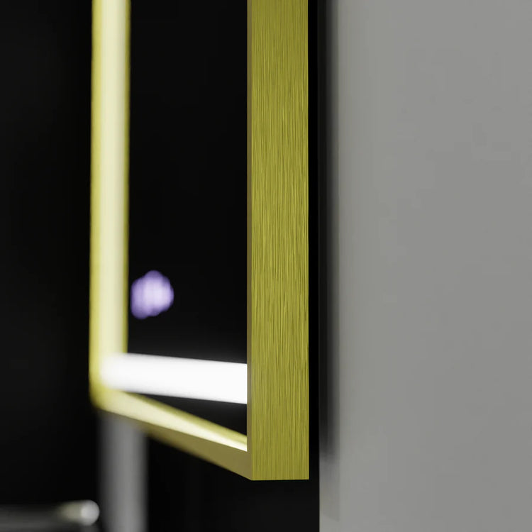 Oglinda LED Rectangulara, 120x80cm, Verite Royale Gold MotionGlow Marcello, Sistem Dezaburire, Ceas & Termometru, Dimabila