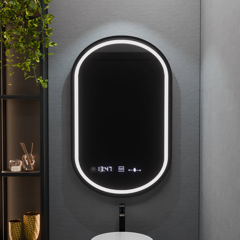 Oglinda LED Ovala, 50x80cm, Alessia MotionGlow Marcello, Sistem Dezaburire, Ceas & Termometru, Dimabila-4