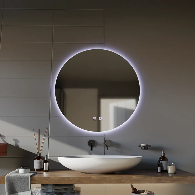 Oglinda LED Rotunda, 60cm, Isolda,Touch, Sistem Dezaburire, Lumina Rece 6000k