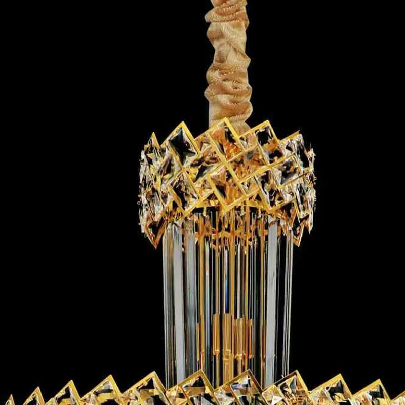 Candelabru Cristal CC800/700X2100GD, 33xE14, Diametru 70cm, Inaltime 210cm, Auriu Lucios, Inaltime Reglabila, Design Elegant-3
