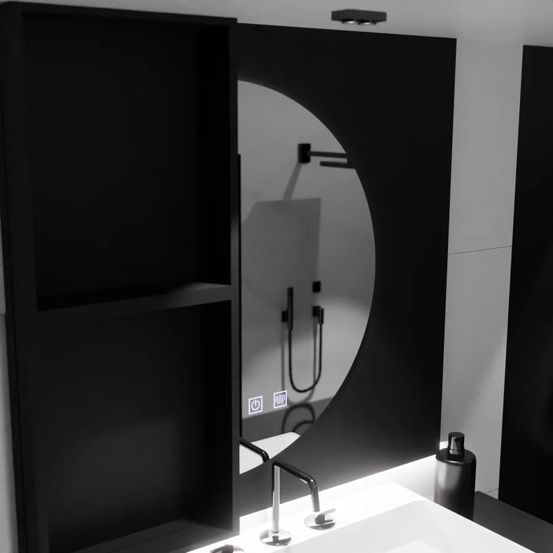 Oglinda LED Semiluna 50x100cm, Arcuat Touch, Sistem Dezaburire, Dimabila-3