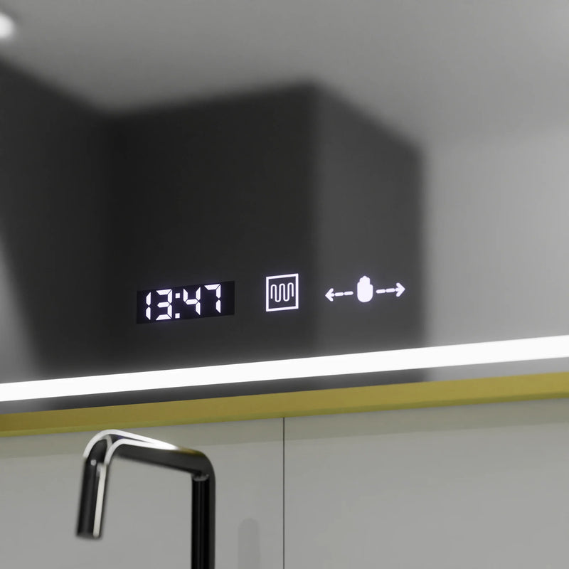 Oglinda LED Rectangulara, 80x60cm, Verite Royale Gold MotionGlow Marcello, Sistem Dezaburire, Ceas & Termometru, Dimabila-3