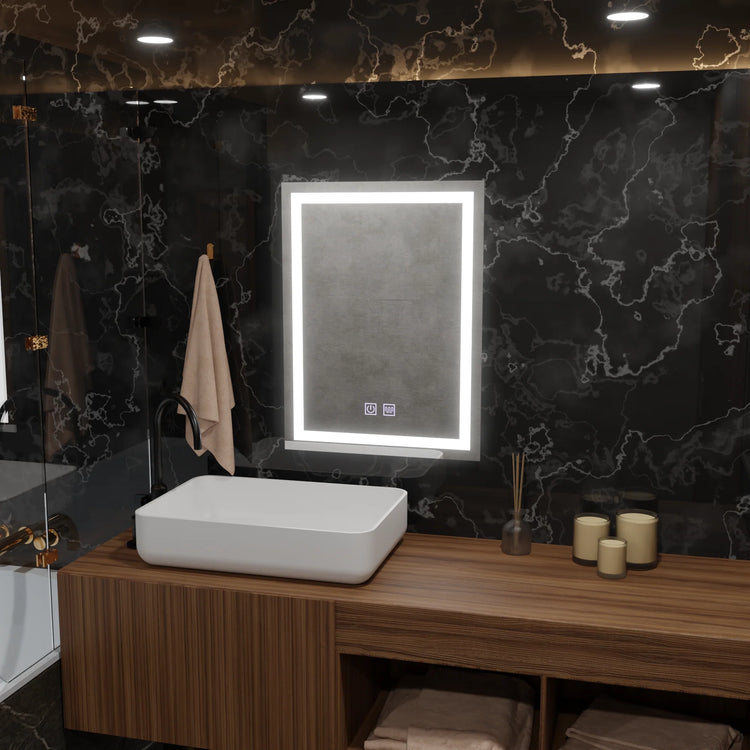 Oglinda LED Rectangulara, 50x70cm, Insideus Touch, Sistem Dezaburire, Dimabila