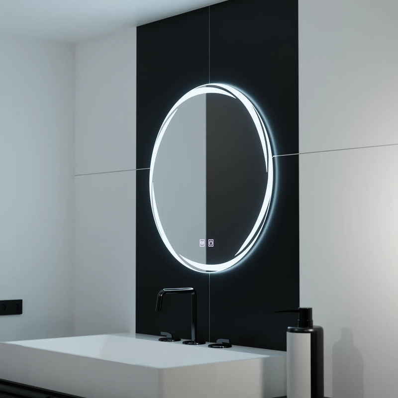 Oglinda LED Rotunda 60cm, Spirallus Touch, Sistem Dezaburire, Dimabila-2