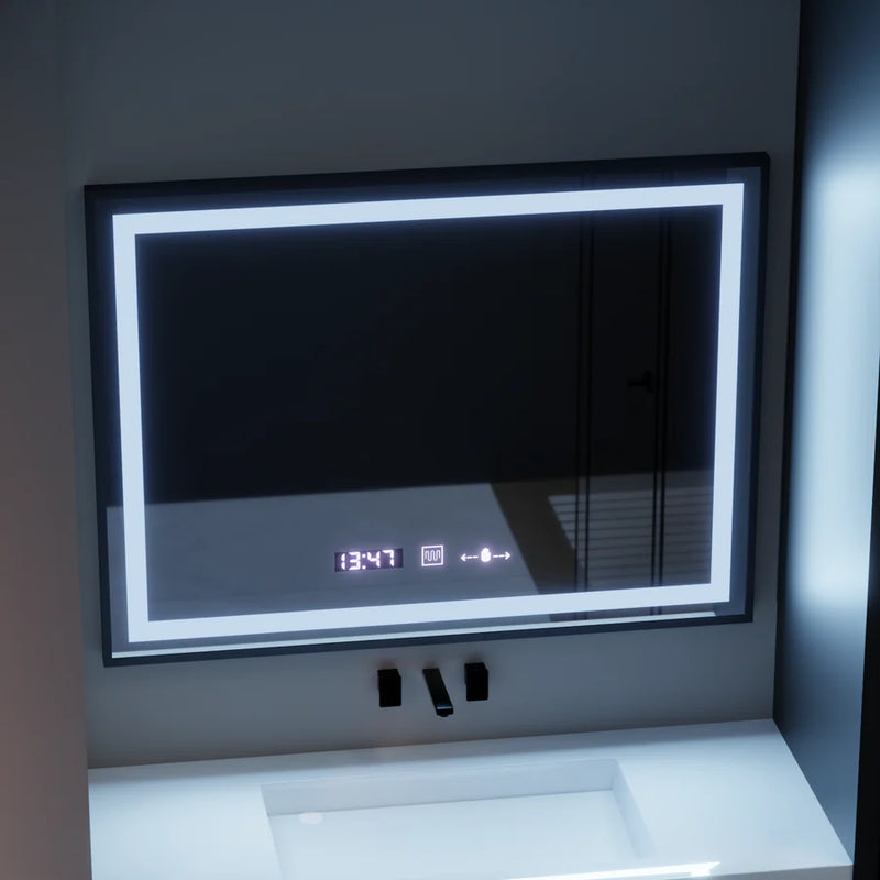 Oglinda LED Rectangulara, 80x60cm, Verite Majeste Noir Motion Glow Marcello, Sistem Dezaburire, Ceas & Termometru, Dimabila-3