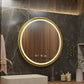 Oglinda LED Rotunda, 60cm, Celeste Royale Gold MotionGlow Marcello, Sistem Dezaburire, Ceas & Termometru, Dimabila