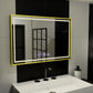 Oglinda LED Rectangulara, 100x65cm, Verite Royale Gold Motion Glow Marcello, Sistem Dezaburire, Ceas & Termometru, Dimabila