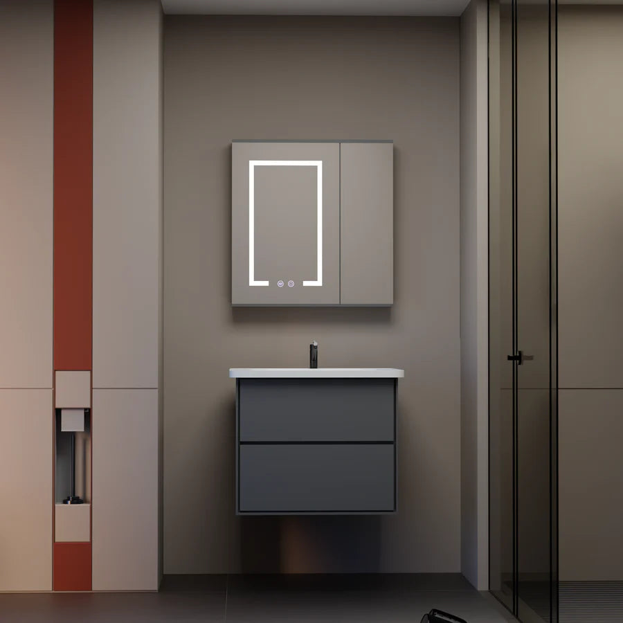 Set Mobilier pentru Baie SANTORINI, 60x50cm, 2 Piese, Gri si Alb