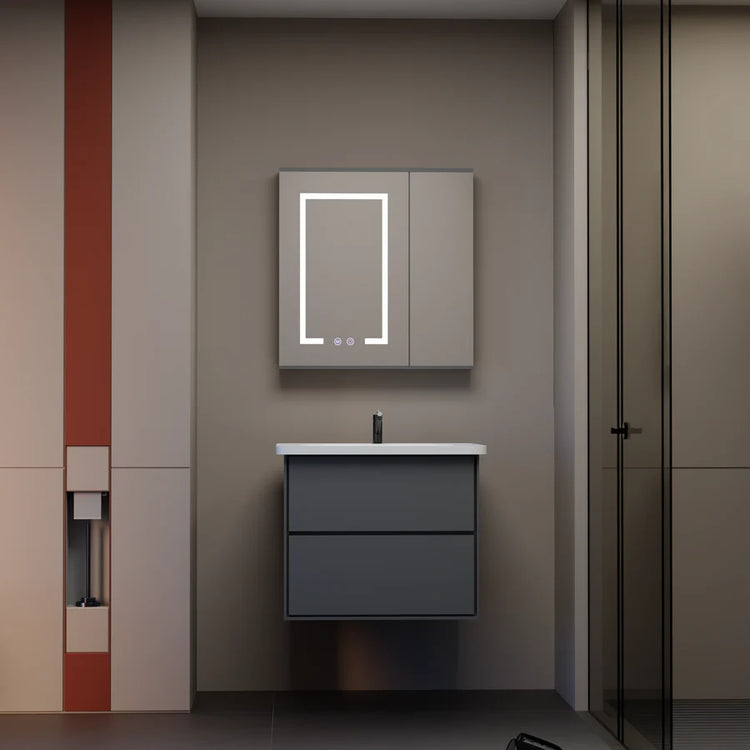 Set Mobilier pentru Baie SANTORINI, 60x50cm, 2 Piese, Gri si Alb