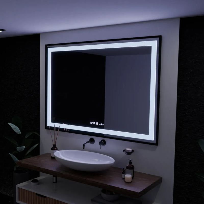 Oglinda LED Rectangulara, 100x65cm, Verite Majeste Noir Motion Glow Marcello, Sistem Dezaburire, Ceas & Termometru, Dimabila-3