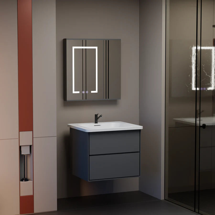 Set Mobilier pentru Baie SANTORINI, 60x50cm, 2 Piese, Gri si Alb