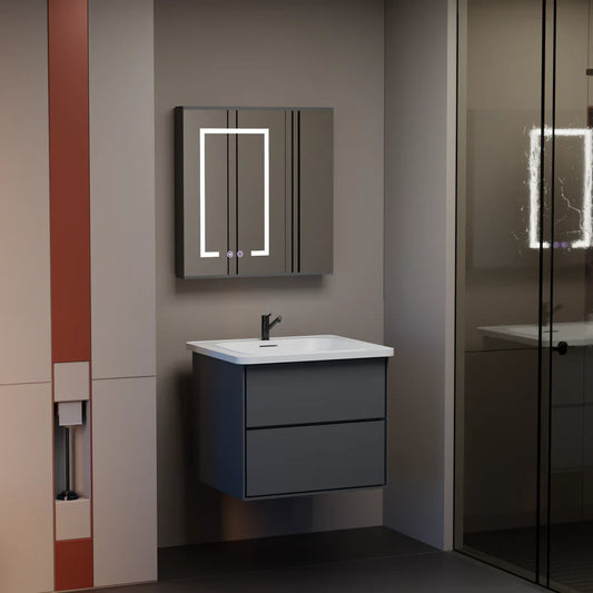 Set Mobilier pentru Baie SANTORINI, 60x50cm, 2 Piese, Gri si Alb