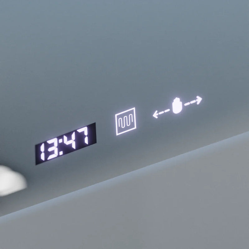 Oglinda LED Rectangulara, 100x65cm, Verite Royale Gold Motion Glow Marcello, Sistem Dezaburire, Ceas & Termometru, Dimabila-6