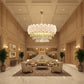 Candelabru Cristal PETAL Magno 13xE14, D60 cm, Auriu, Inaltime Reglabila, Metal si Cristal